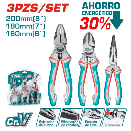SET DE ALICATES 3PZS 6 /7/8 CR-V MANGO TPR INDUSTRIAL