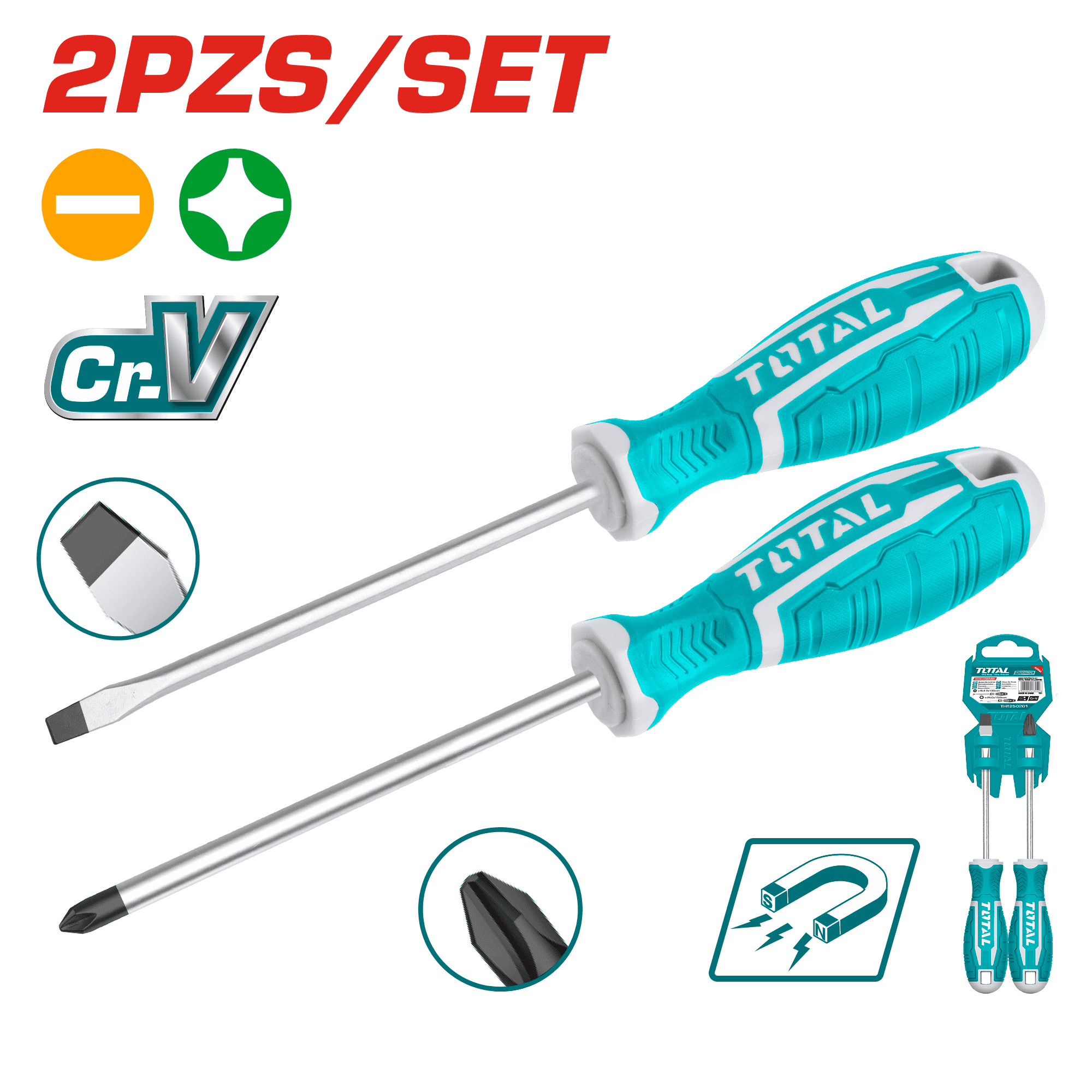SET DESTORNILLADORES 2PCS CR.V SL6.5+PH2 125MM MAG.