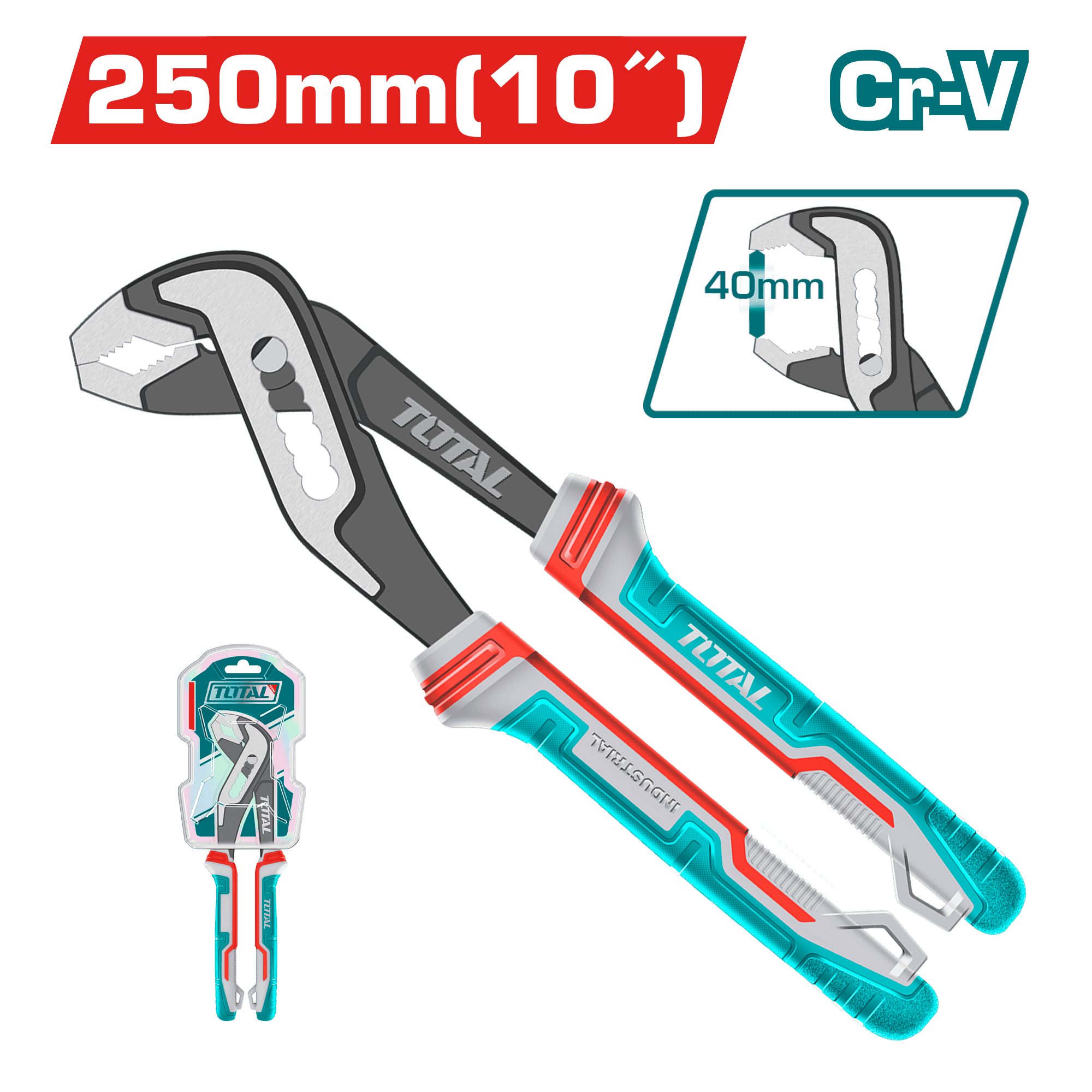 ALICATE PARA TUBOS 10'' 250MM MAX:40MM CR-V / MANGO TPR INDUSTRIAL
