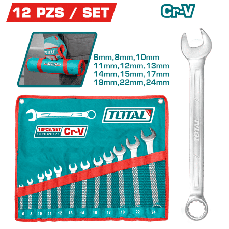 SET DE LLAVES COMBINACION 6-24MM CRV +BOLSA DE LONA 12PZS/SET INDUSTRIAL
