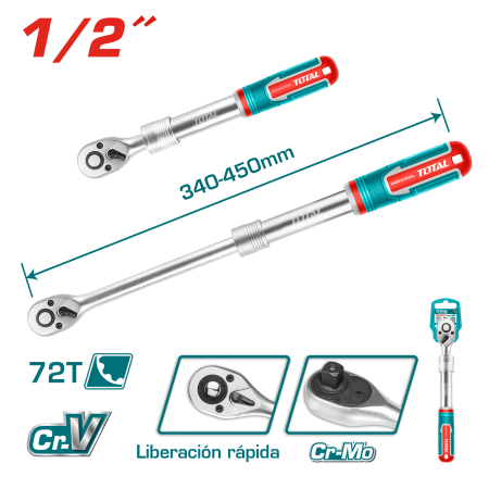 RACHET 1/2 72T EXTENDIBLE 340-450MM CR-V+CRMO LIB.RAPIDA INDUSTRIAL