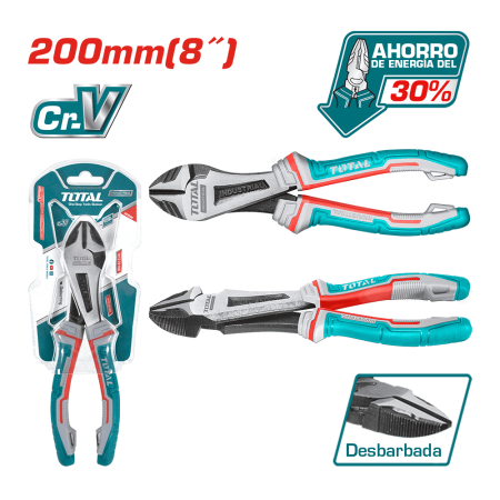 ALICATE CORTE DIAGONAL ALTO APALANCAMIENTO 8" 200MM CR-V / TPR INDUSTRIAL