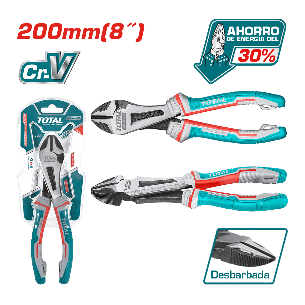 ALICATE CORTE DIAGONAL ALTO APALANCAMIENTO 8" 200MM CR-V / TPR INDUSTRIAL