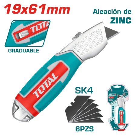 CUCHILLA UTILITARIA HOJA:61X19MM L:175CM ALEACIÓN DE ZINC 256G INDUSTRIAL