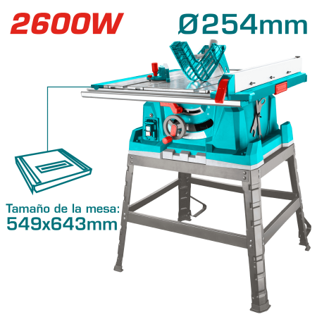 SIERRA DE MESA 2600W 4800RPM HOJA 254X25.4MM AREA 643X549MM INDUSTRIAL