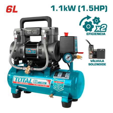 COMPRESORA OIL-FREE 06L 1.5HP 67DB 8BAR 3400RPM
