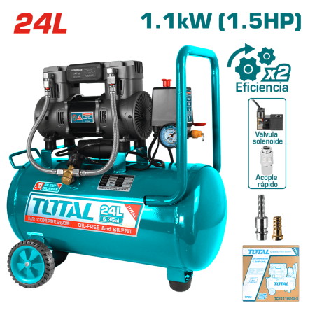COMPRESORA OIL-FREE 24L 1.5HP 67DB 8BAR 3400RPM