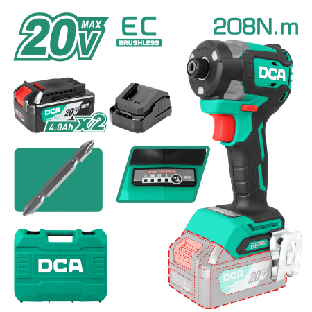ATORNILLADOR DE IMPACTO BRUSHLESS 20V 208NM B:2X4.0H