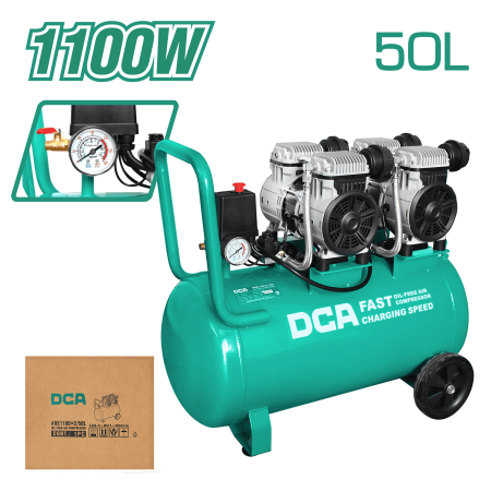 COMPRESORA OIL-FREE 1100W 2850/MIN 8BAR 140L/MIN 50L