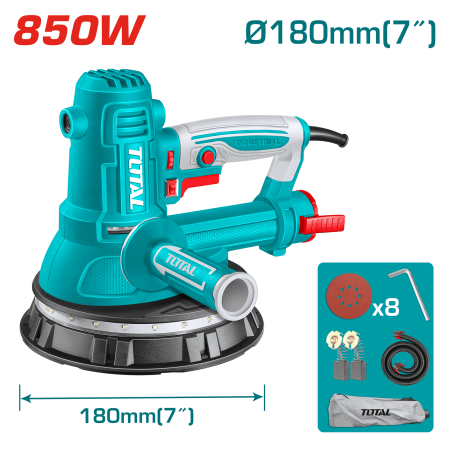 LIJADORA DE DRYWALL 850W 180MM 1000-2700RPM CON LUZ INDUSTRIAL