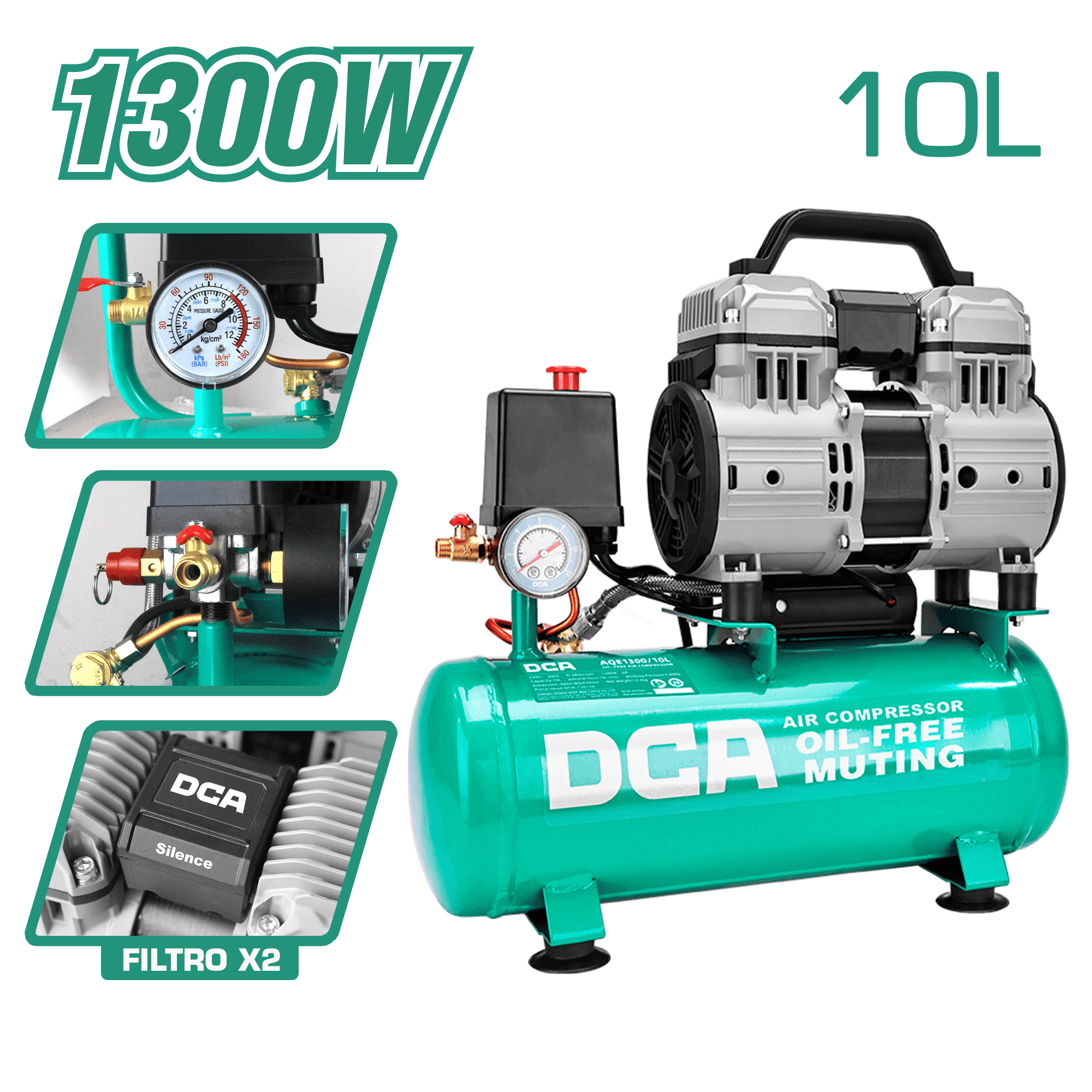 COMPRESORA OIL-FREE 1300W 2850/MIN 8BAR 78L/MIN 10L