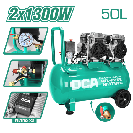 COMPRESORA OIL-FREE 1300W 2850/MIN 8BAR 156L/MIN 50L