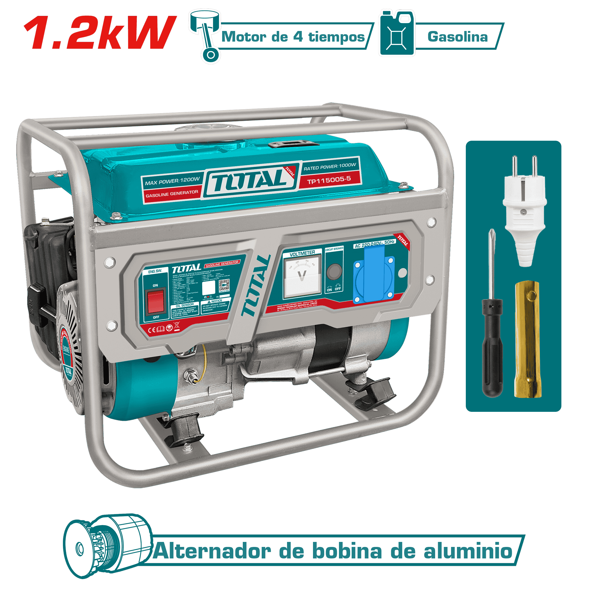 GENERADOR GASOLINERO 1.2KW 4 TIEMPOS OHV