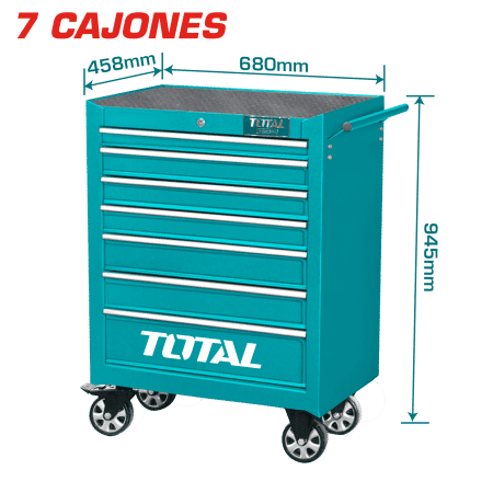 GABINETE PORTE HERRAMIENTAS 7 CAJONES 680X458X945MM C/RUEDAS INDUSTRIAL