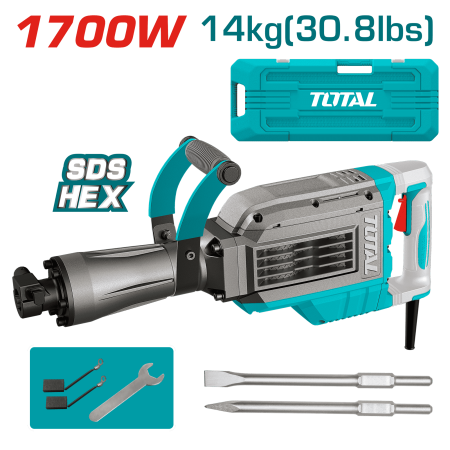DEMOLEDOR SDS HEX 1700W 2000BPM 60J 14KG +ACC MALETIN INDUSTRIAL