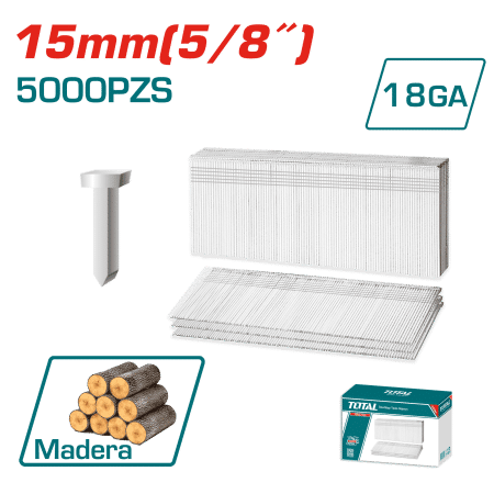 TIRAS DE CLAVOS 5000PCSXCAJA 15MM 18GA