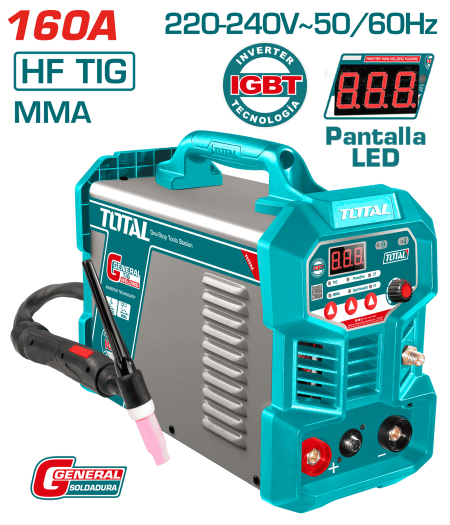 SOLDADORA INVERTER TIG/MMA 160A LED E:1.6-4.0