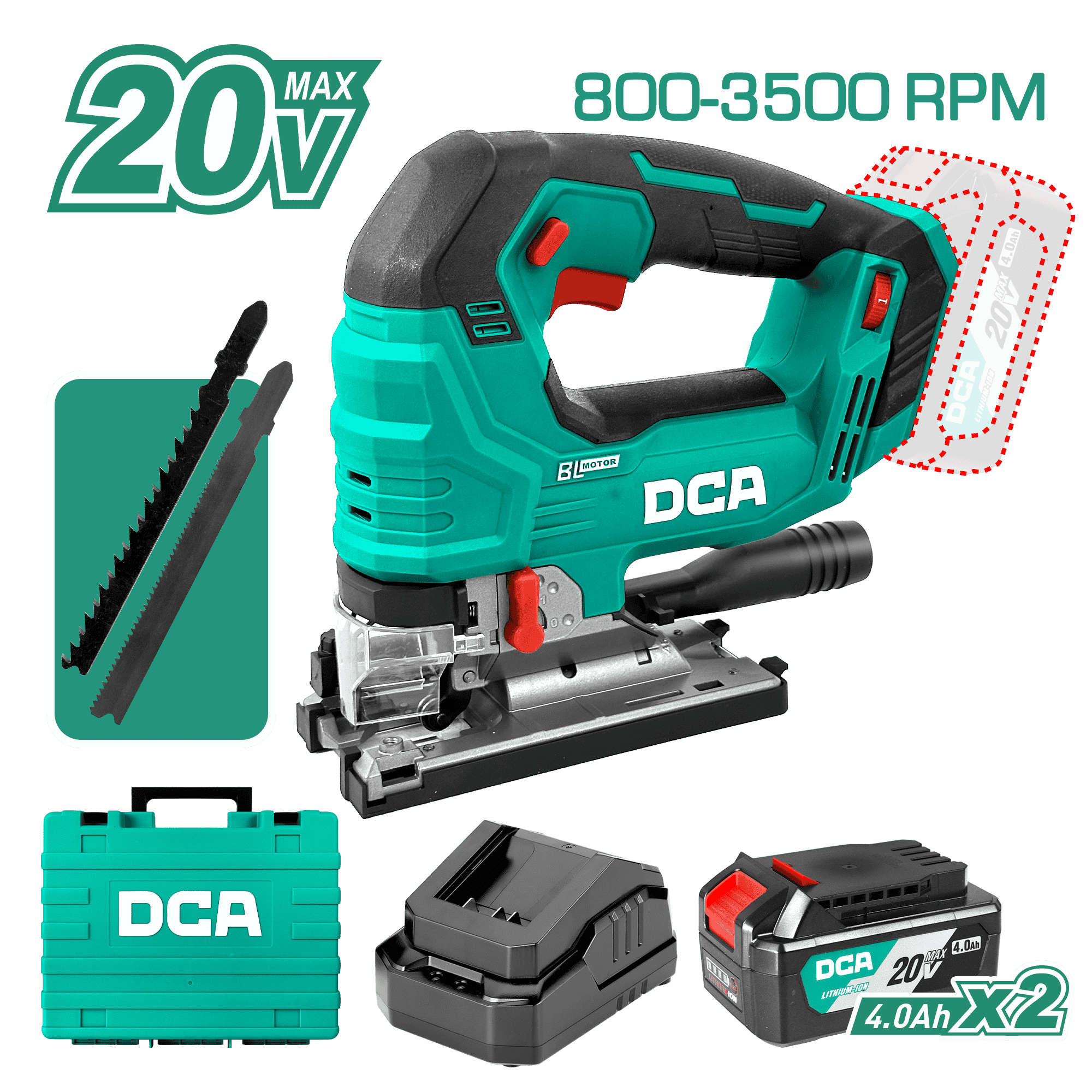 CALADORA 20V 420W 800-3500RPM MAD:120MM MET:10MM AL:20MM