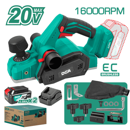 CEPILLO INALAMBRICO 20V 600W 16000RPM 2X4.0AH