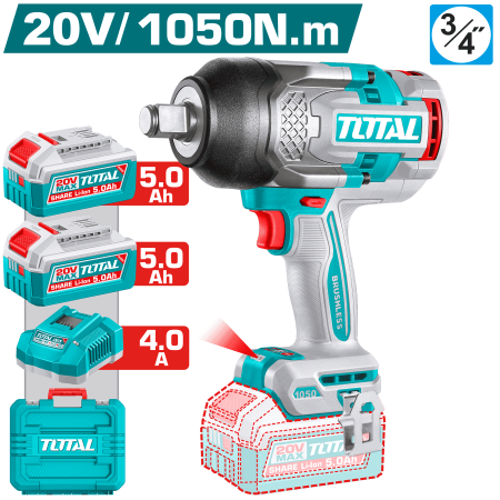 LLAVE IMPACTO 20V BL 1050NM 3/4'' 2200BPM 2X5.0AH MALETIN INDUSTRIAL