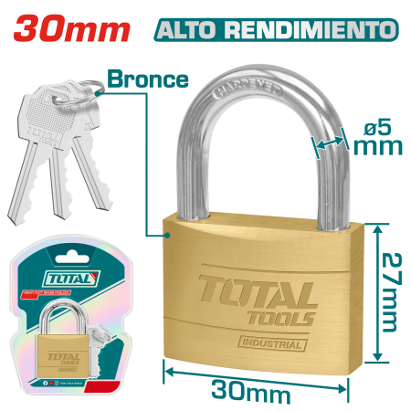 CANDADO ALTO DESEMPEÑO 30MM D:5MM 84G INDUSTRIAL
