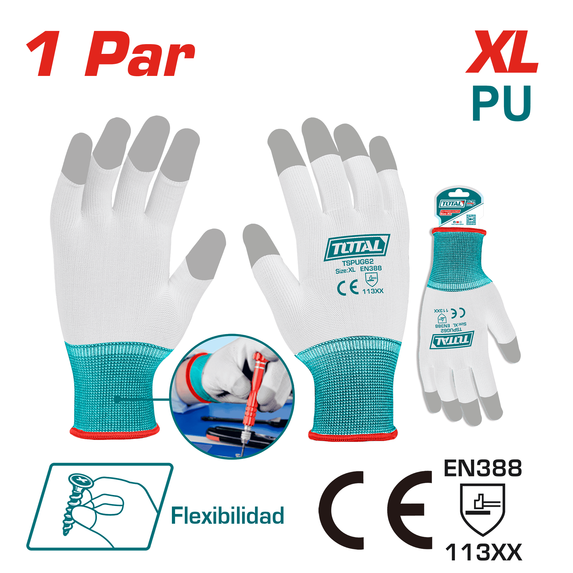 GUANTES DE TRABAJO XL PU ALTA PRECISION