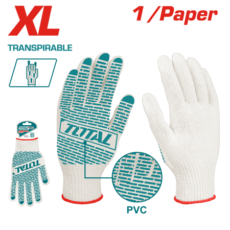GUANTES DE TRABAJO PVC PUNTOS XL ALGODÓN CLASE A PAR