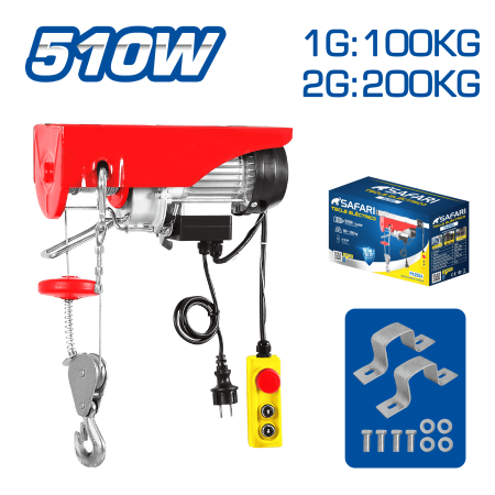 TECLE ELECTRICO 510W 1G:100KG / 2G:200KG E:6-12M V:5-10M/MIN