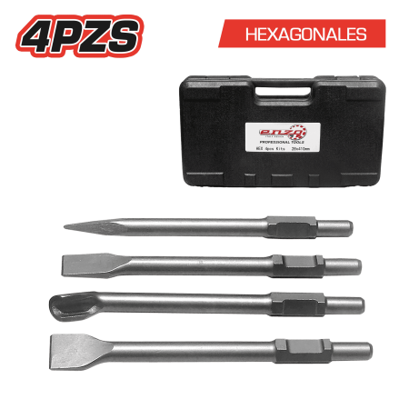 KIT DE PUNTAS HEX PARA DEMOLEDOR 4 PCS EN MALETIN