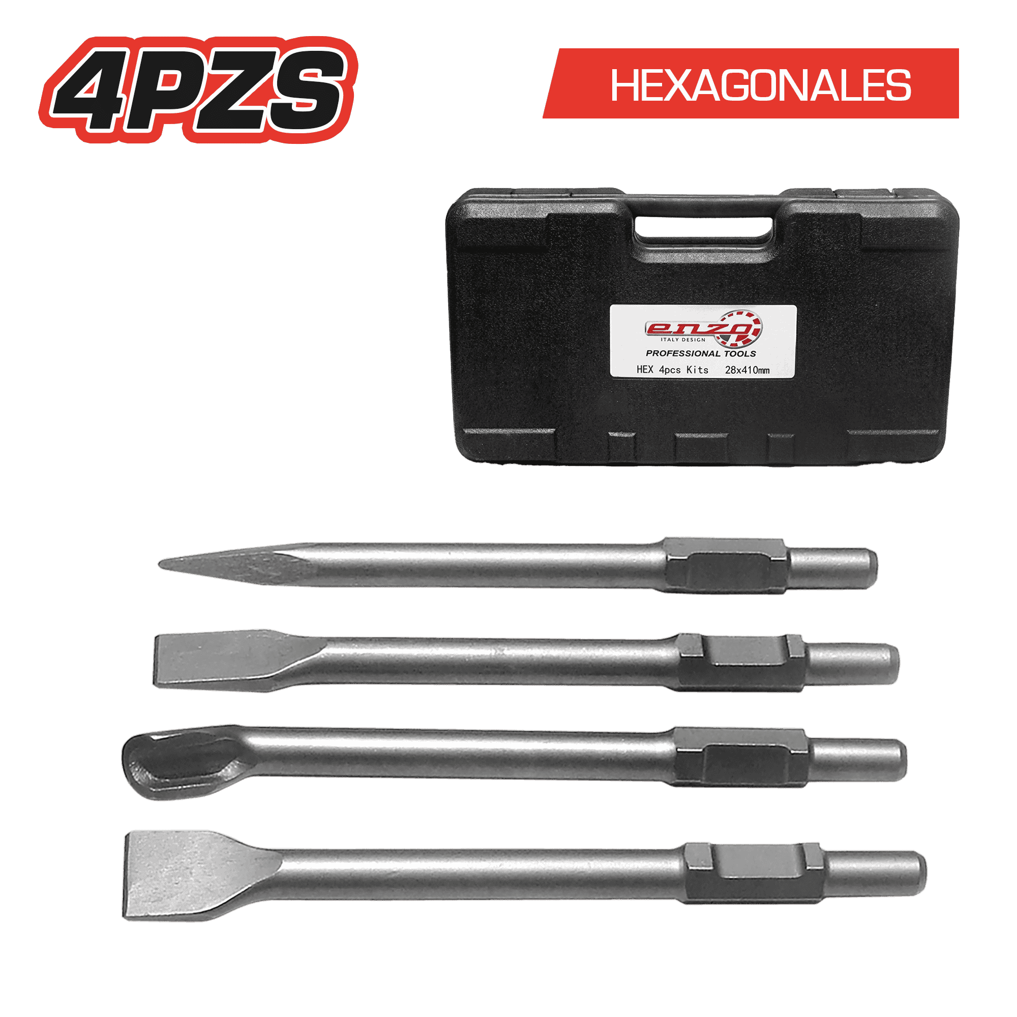 KIT DE PUNTAS HEX PARA DEMOLEDOR 4 PCS EN MALETIN