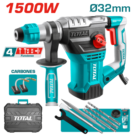 ROTOMARTILLO SDS+ 32MM 1500W 850RPM 4400BPM 5.5J 4FUNC MALETIN INDUSTRIAL