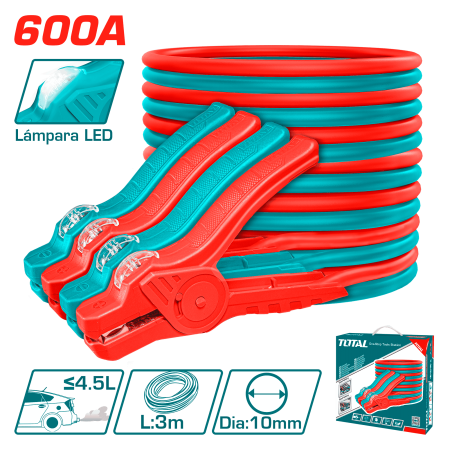 CABLE DE BATERIA 600AMP 3M PARA AUTO <4.5L CON LED