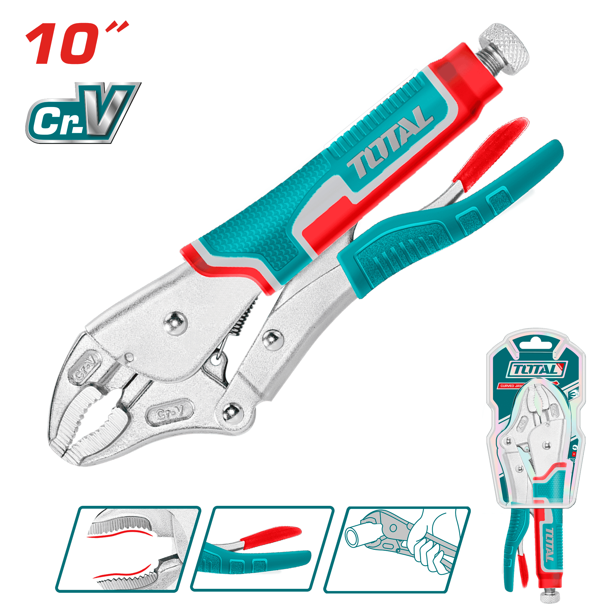 ALICATE DE PRESION CURVO CR-V 10'' NIQUELADO INDUSTRIAL