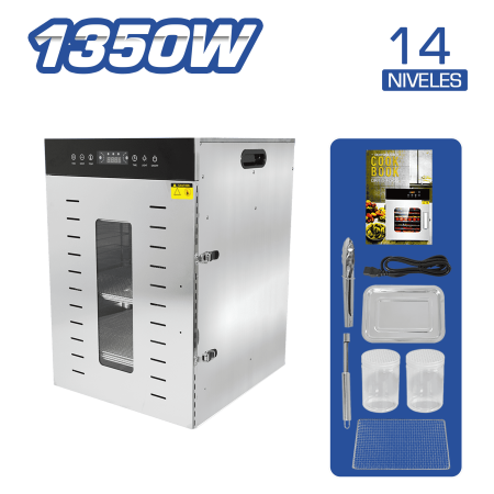 DESHIDRATADOR ACERO INOX 1350W 14 NIVELES