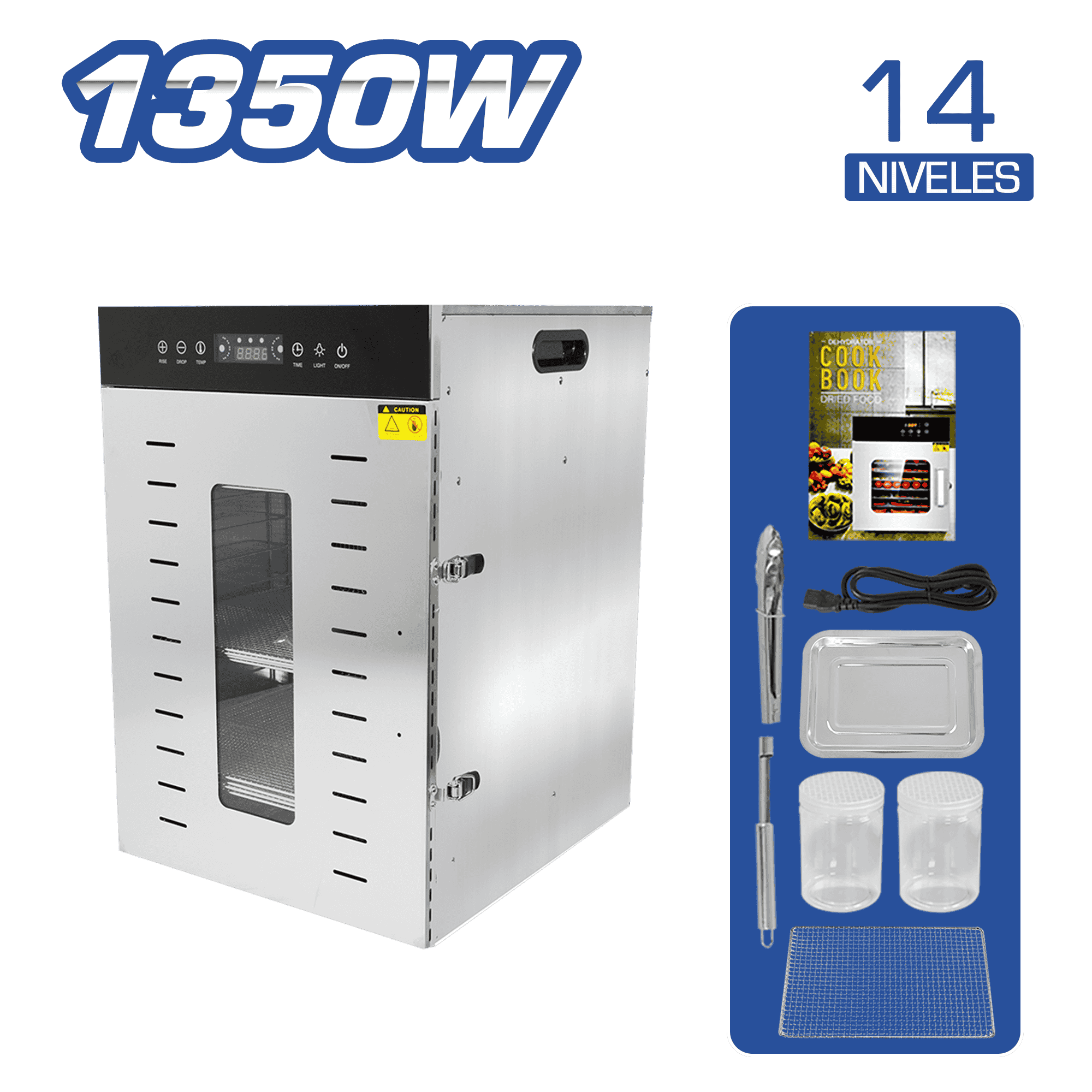 DESHIDRATADOR ACERO INOX 1350W 14 NIVELES