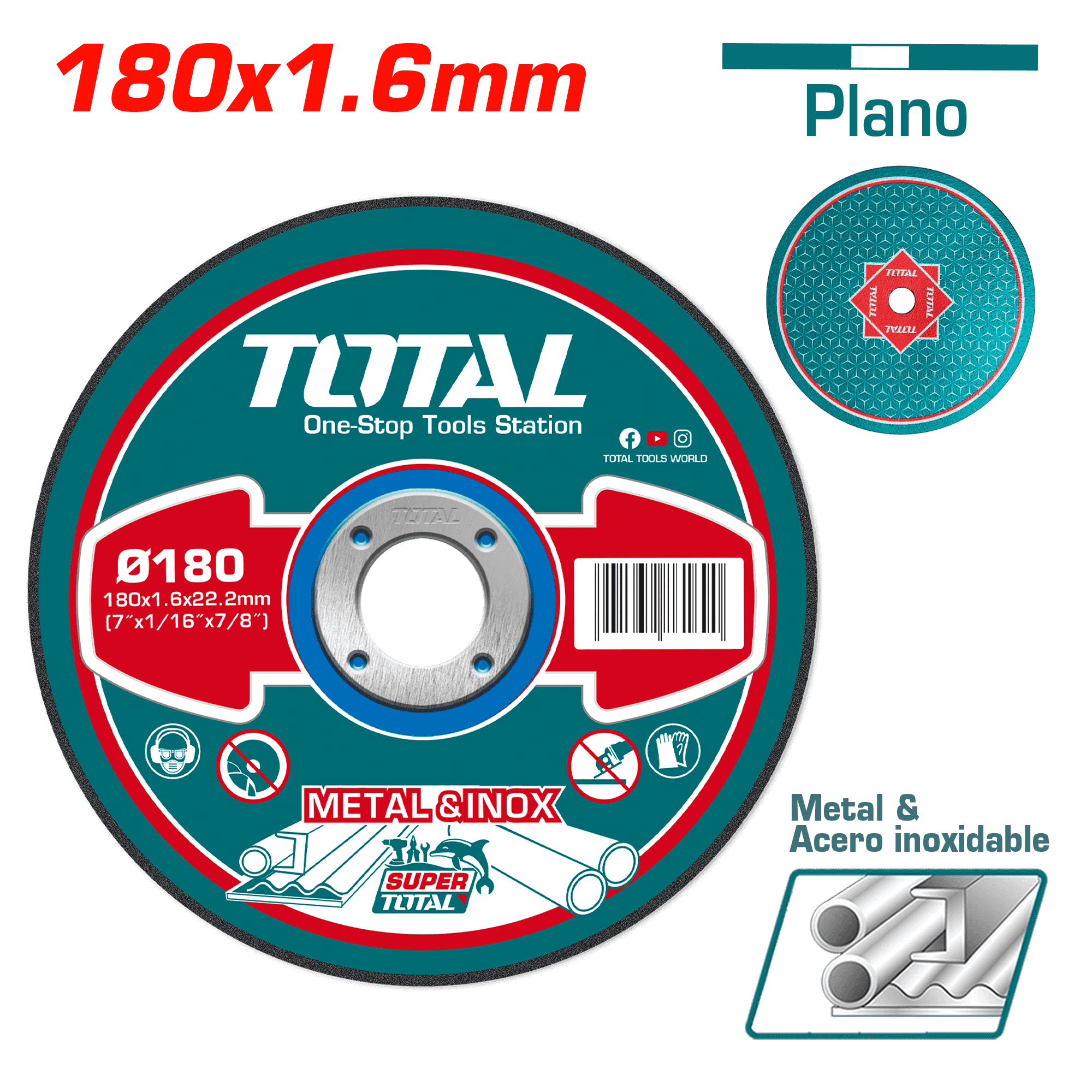 DISCO ABRASIVO/CORTE P/METAL 180X1.6X22.2MM