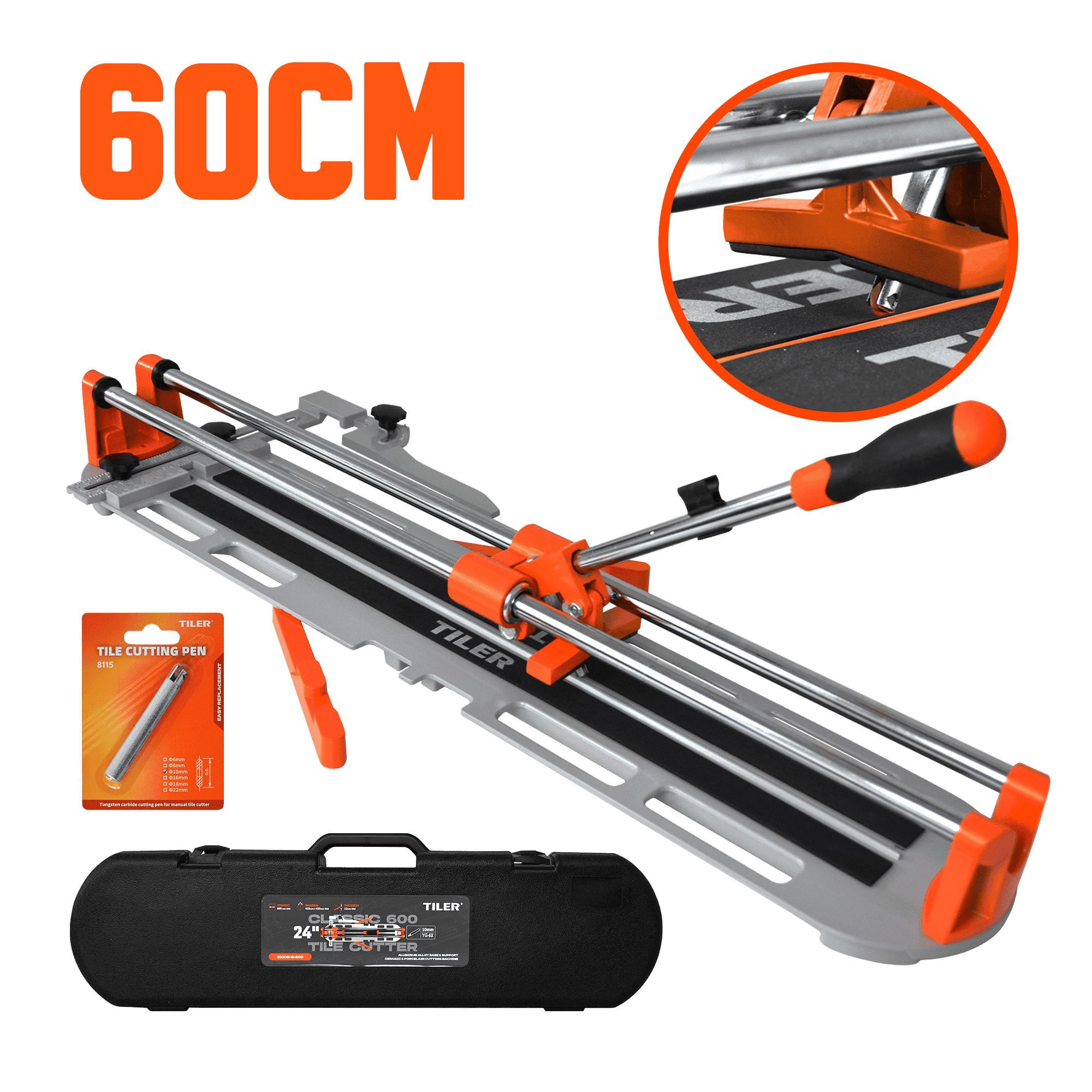 CORTA MAYOLICA SEMI PROF 60CM BASE-AL MAX:12MM MANGO TPR + MALETIN BMC