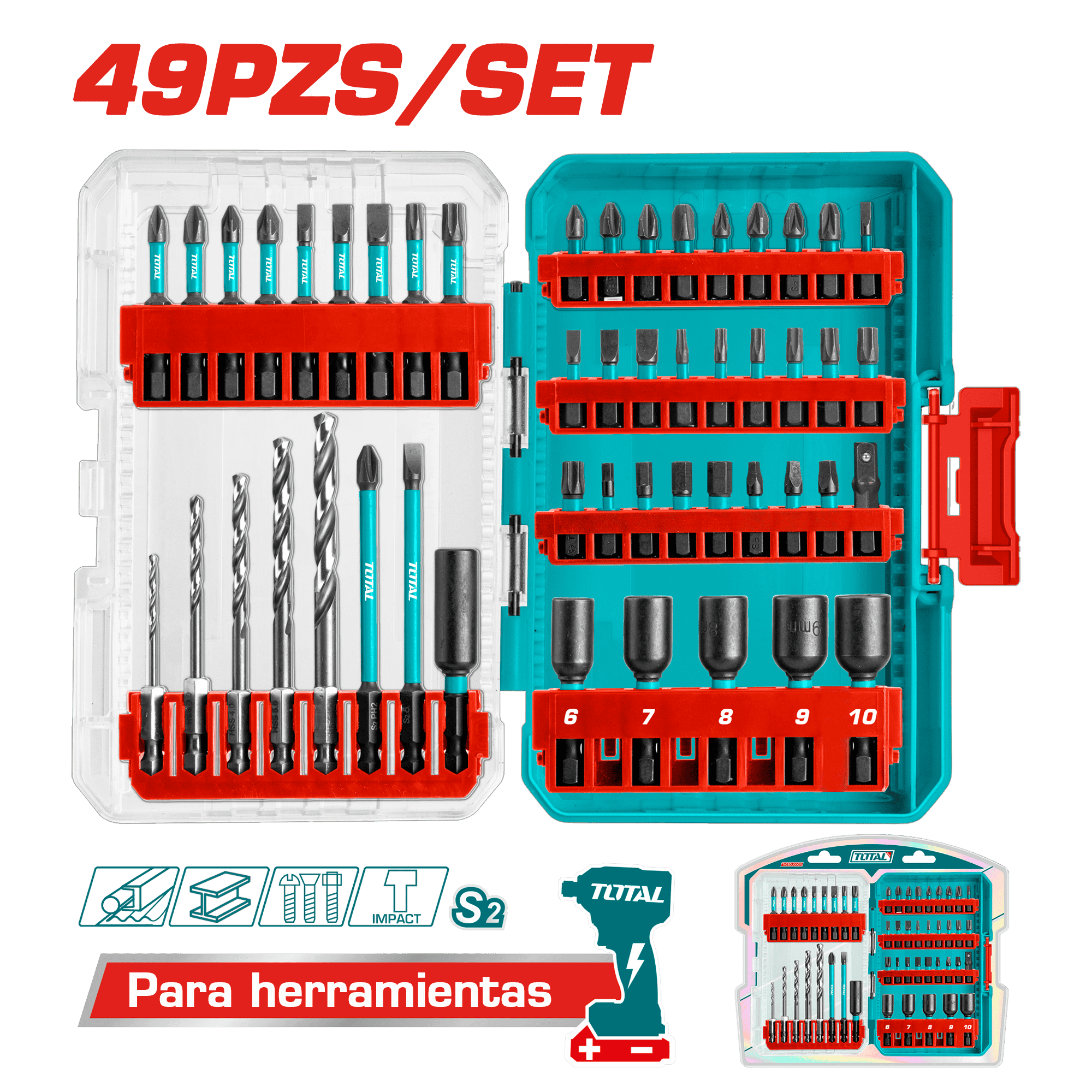 SET DE PUNTAS PARA DESTORNILLADOR DE IMPACTO 49PZS INDUSTRIAL