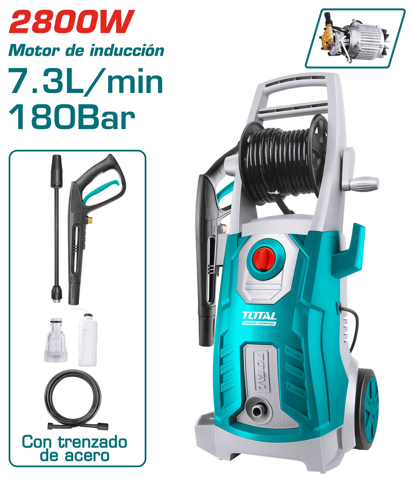 LAVADORA DE ALTA PRESIÓN 2800W 2600PSI 7.3L/MIN INDUSTRIAL