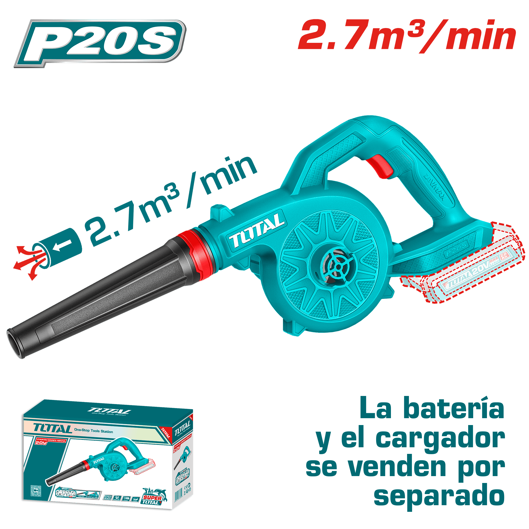 SOPLADORA LI-ION 20V 2.7M3/MIN 18000RPM