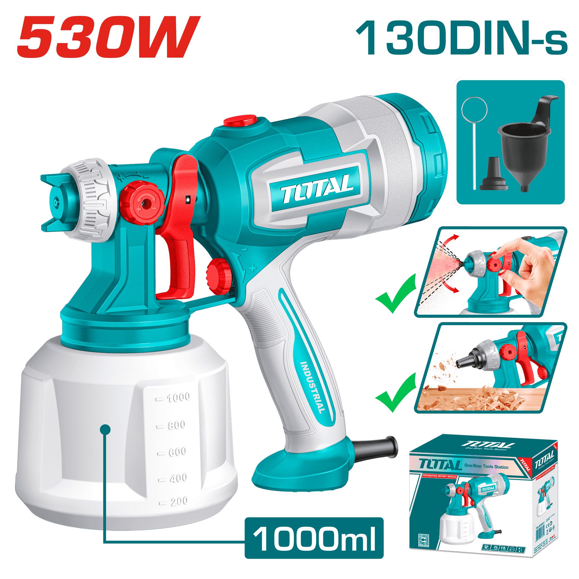 PISTOLA P/PINTAR HVLP ELECTRICA 530W 130DIN-S 410ML/MIN 1000ML INDUSTRIAL