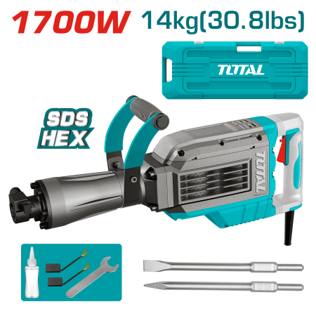 DEMOLEDOR SDS HEX 1700W 2000BPM 60J 14KG +ACC MALETIN INDUSTRIAL