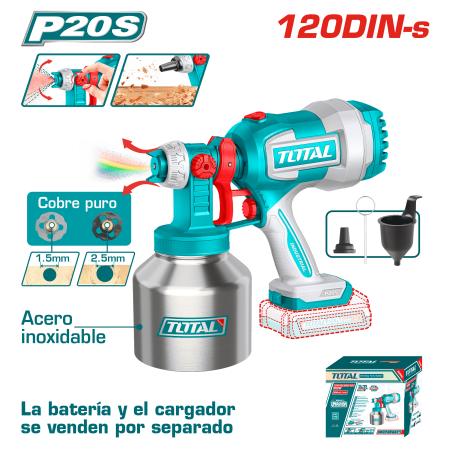 PISTOLA PINTAR 20V 800ML/MIN 120DIN-S CAP:1000ML TANQUE METAL