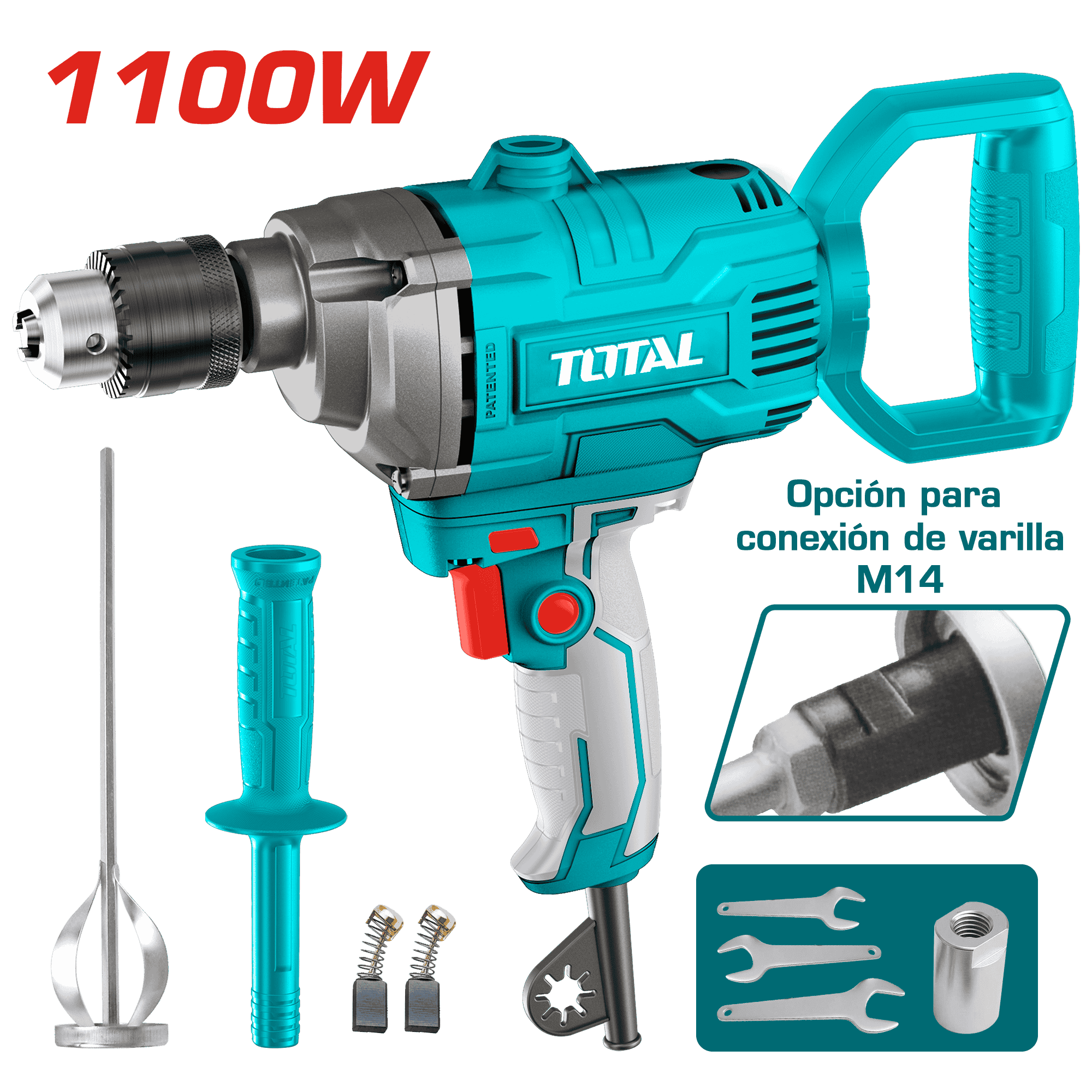 MEZCLADORA 1100W 16MM 0-680RPM M14 + ACC INDUSTRIAL