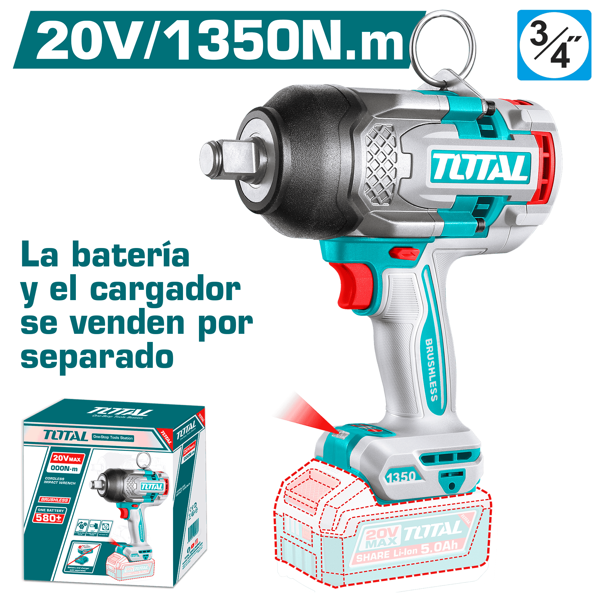 LLAVE IMPACTO 20V BL 1350NM 3/4'' 2200BPM INDUSTRIAL
