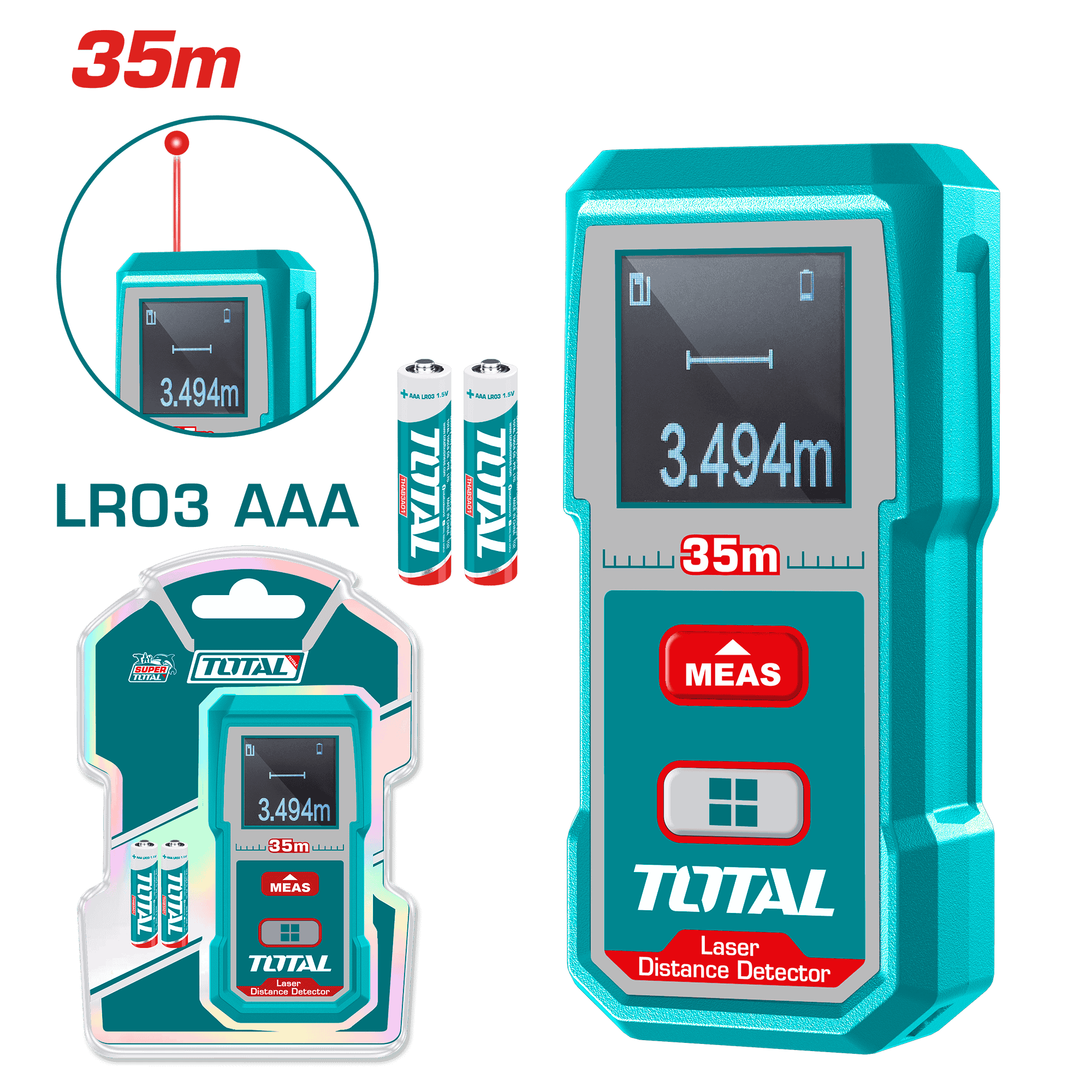 MEDIDOR LASER 35M AC:2MM LASER 635NM CLASE 2. BAT:2X1.5AAA INDUSTRIAL