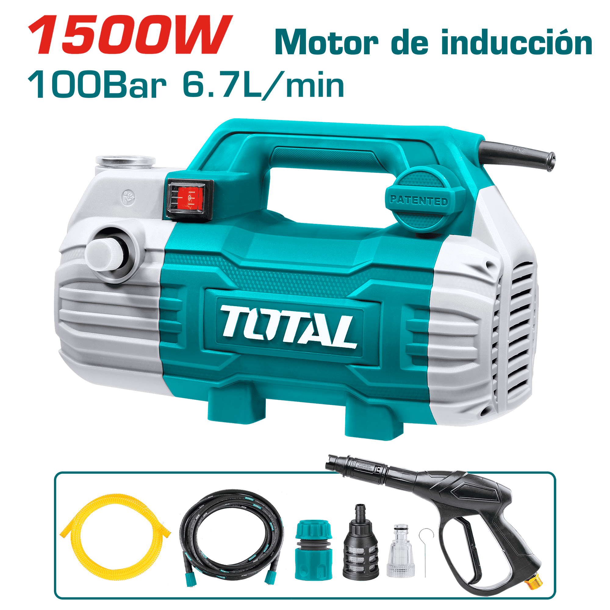 LAVADORA ALTA PRESION 1500W 1450PS(100BAR) 6.7L/MIN MOT: INDUCCION INDUSTRIAL