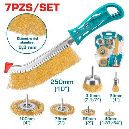 SET CEPILLOS ALAMBRE DIA:0.3MM 7PCS