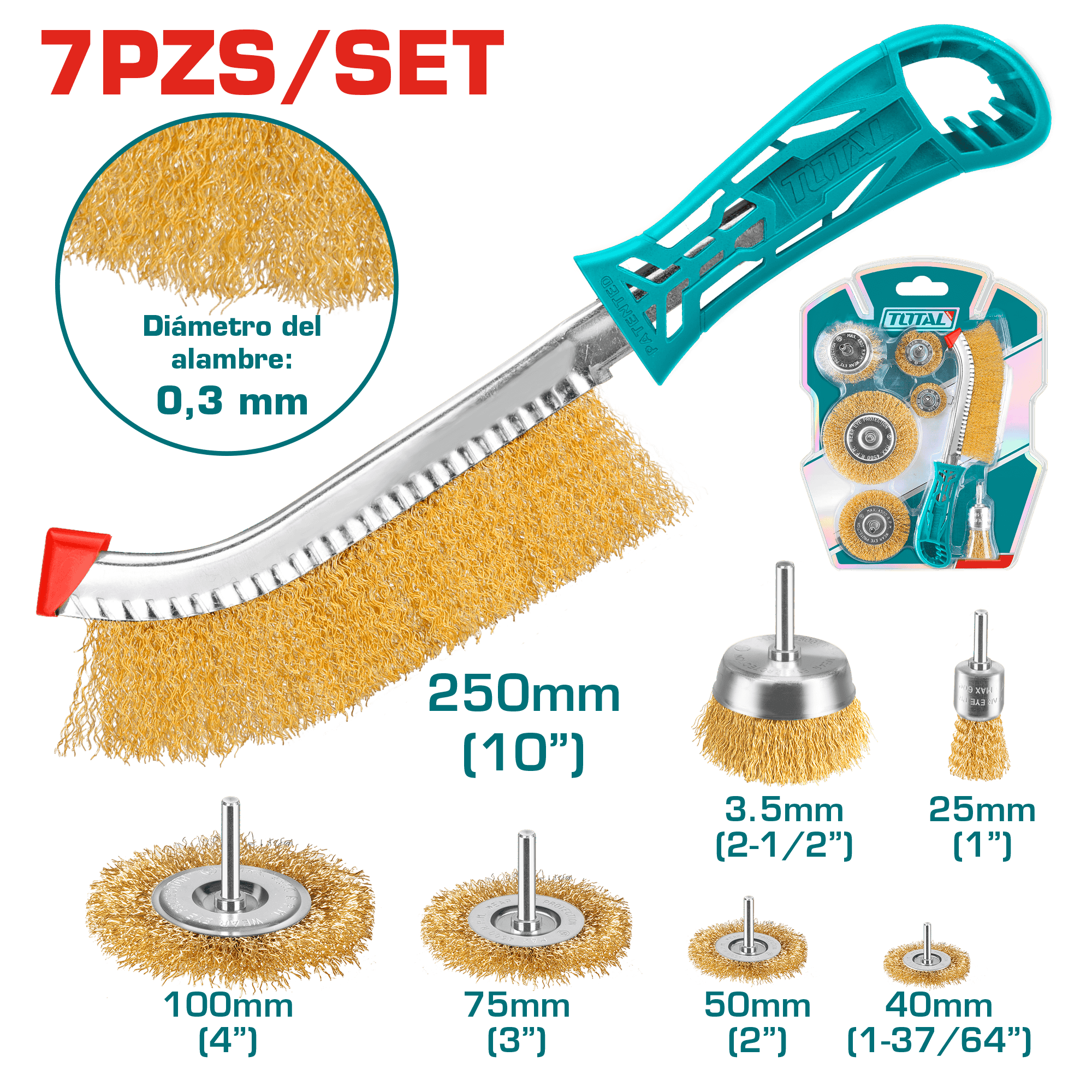 SET CEPILLOS ALAMBRE DIA:0.3MM 7PCS