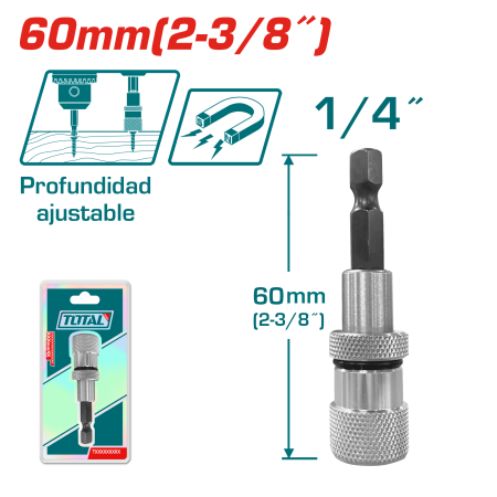 SUJETADOR MAGNETICO P/PUNTAS CON LIMITADOR 60MM (1/4'')